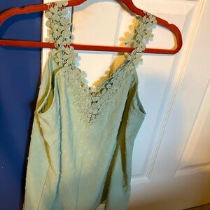 Shein Mint Green Floral Straps Blouse Tank Top S